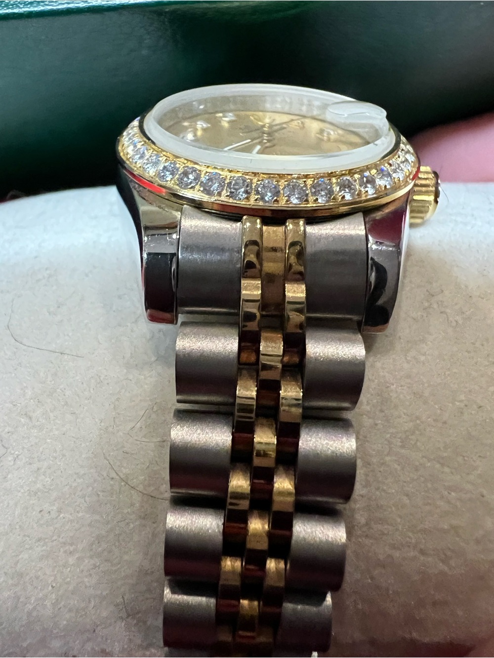 Unknown brand..,  Two-Tone Gold and Silver Diamond Bezel Women's Bracelet Watch - Picture 8 of 16